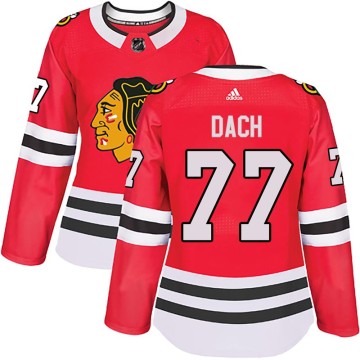 Authentic Adidas Women's Kirby Dach Chicago Blackhawks Red Home Jersey - Black