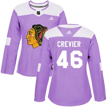 Authentic Adidas Women's Louis Crevier Chicago Blackhawks Fights Cancer Practice Jersey - Purple
