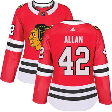Authentic Adidas Women's Nolan Allan Chicago Blackhawks Red Home Jersey - Black