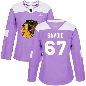 Authentic Adidas Women's Samuel Savoie Chicago Blackhawks Fights Cancer Practice Jersey - Purple