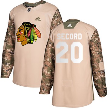 Authentic Adidas Youth Al Secord Chicago Blackhawks Camo Veterans Day Practice Jersey - Black