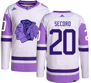 Authentic Adidas Youth Al Secord Chicago Blackhawks Hockey Fights Cancer Jersey - Black