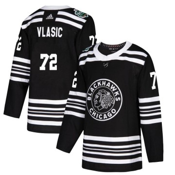 Authentic Adidas Youth Alex Vlasic Chicago Blackhawks 2019 Winter Classic Jersey - Black