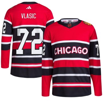 Authentic Adidas Youth Alex Vlasic Chicago Blackhawks Red Reverse Retro 2.0 Jersey - Black