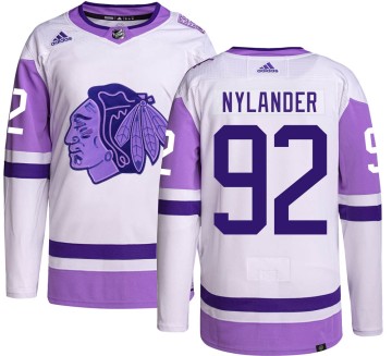Authentic Adidas Youth Alexander Nylander Chicago Blackhawks Hockey Fights Cancer Jersey - Black