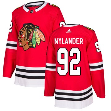 Authentic Adidas Youth Alexander Nylander Chicago Blackhawks Red Home Jersey - Black