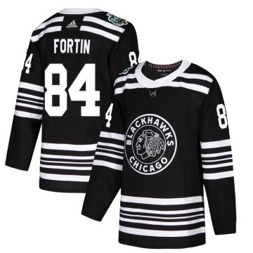Authentic Adidas Youth Alexandre Fortin Chicago Blackhawks 2019 Winter Classic Jersey - Black