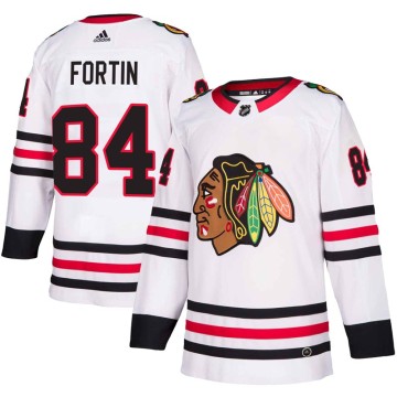 Authentic Adidas Youth Alexandre Fortin Chicago Blackhawks Away Jersey - White