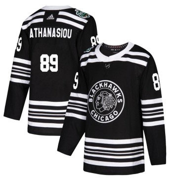 Authentic Adidas Youth Andreas Athanasiou Chicago Blackhawks 2019 Winter Classic Jersey - Black