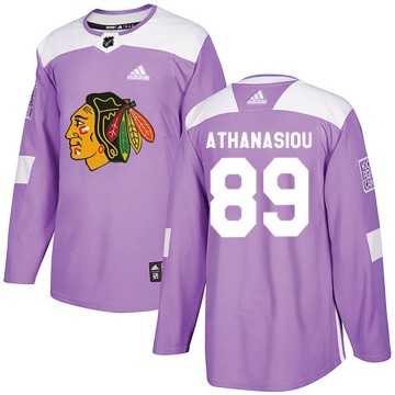Authentic Adidas Youth Andreas Athanasiou Chicago Blackhawks Fights Cancer Practice Jersey - Purple