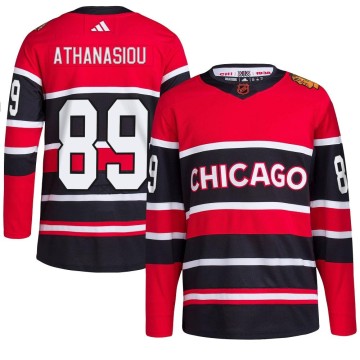 Authentic Adidas Youth Andreas Athanasiou Chicago Blackhawks Red Reverse Retro 2.0 Jersey - Black