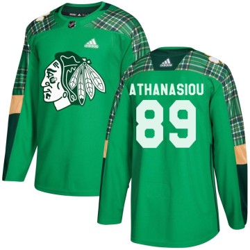 Authentic Adidas Youth Andreas Athanasiou Chicago Blackhawks St. Patrick's Day Practice Jersey - Green