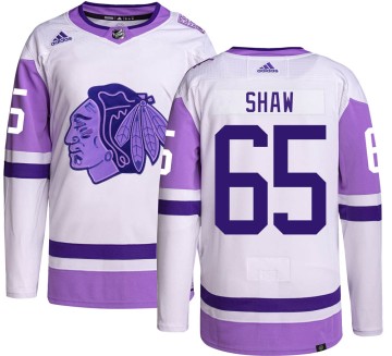 Authentic Adidas Youth Andrew Shaw Chicago Blackhawks Hockey Fights Cancer Jersey - Black
