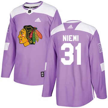 Authentic Adidas Youth Antti Niemi Chicago Blackhawks Fights Cancer Practice Jersey - Purple