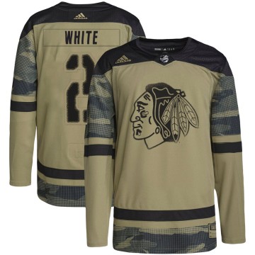 Authentic Adidas Youth Bill White Chicago Blackhawks Camo Military Appreciation Practice Jersey - White