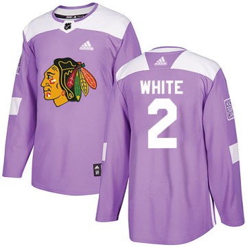 Authentic Adidas Youth Bill White Chicago Blackhawks Fights Cancer Practice Jersey - Purple