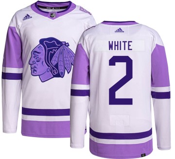 Authentic Adidas Youth Bill White Chicago Blackhawks Hockey Fights Cancer Jersey - White