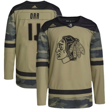Authentic Adidas Youth Bobby Orr Chicago Blackhawks Camo Military Appreciation Practice Jersey - Black