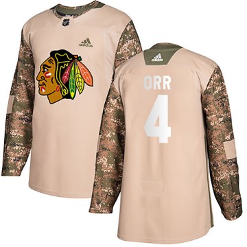 Authentic Adidas Youth Bobby Orr Chicago Blackhawks Camo Veterans Day Practice Jersey - Black