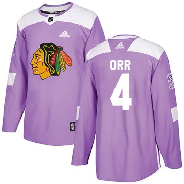 Authentic Adidas Youth Bobby Orr Chicago Blackhawks Fights Cancer Practice Jersey - Purple