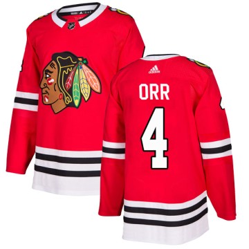 Authentic Adidas Youth Bobby Orr Chicago Blackhawks Red Home Jersey - Black