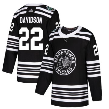 Authentic Adidas Youth Brandon Davidson Chicago Blackhawks 2019 Winter Classic Jersey - Black