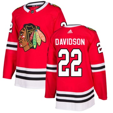 Authentic Adidas Youth Brandon Davidson Chicago Blackhawks Red Home Jersey - Black