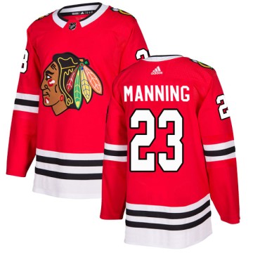 Authentic Adidas Youth Brandon Manning Chicago Blackhawks Red Home Jersey - Black