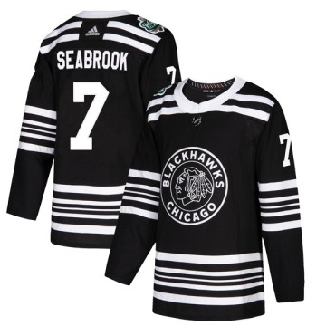 Authentic Adidas Youth Brent Seabrook Chicago Blackhawks 2019 Winter Classic Jersey - Black