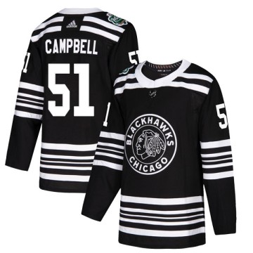 Authentic Adidas Youth Brian Campbell Chicago Blackhawks 2019 Winter Classic Jersey - Black