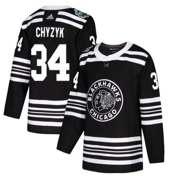 Authentic Adidas Youth Bryn Chyzyk Chicago Blackhawks 2019 Winter Classic Jersey - Black