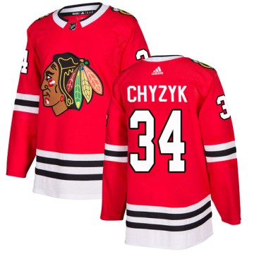 Authentic Adidas Youth Bryn Chyzyk Chicago Blackhawks Red Home Jersey - Black