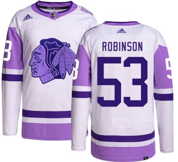 Authentic Adidas Youth Buddy Robinson Chicago Blackhawks Hockey Fights Cancer Jersey - Black