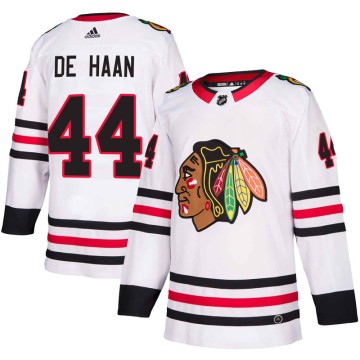 Authentic Adidas Youth Calvin de Haan Chicago Blackhawks Away Jersey - White