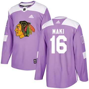 Authentic Adidas Youth Chico Maki Chicago Blackhawks Fights Cancer Practice Jersey - Purple