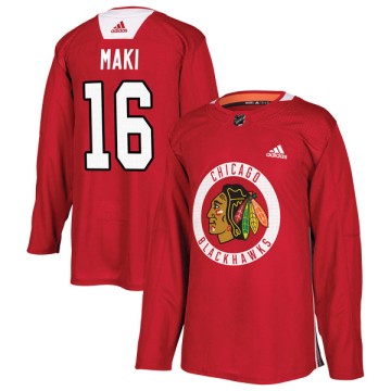 Authentic Adidas Youth Chico Maki Chicago Blackhawks Red Home Practice Jersey - Black