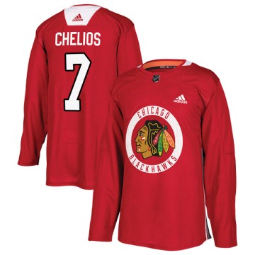 Authentic Adidas Youth Chris Chelios Chicago Blackhawks Red Home Practice Jersey - Black
