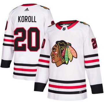 Authentic Adidas Youth Cliff Koroll Chicago Blackhawks Away Jersey - White