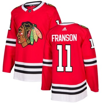 Authentic Adidas Youth Cody Franson Chicago Blackhawks Red Home Jersey - Black