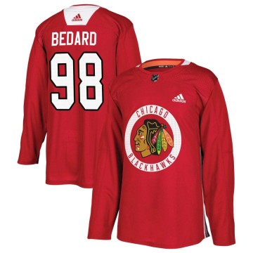 Authentic Adidas Youth Connor Bedard Chicago Blackhawks Red Home Practice Jersey - Black