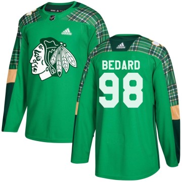 Authentic Adidas Youth Connor Bedard Chicago Blackhawks St. Patrick's Day Practice Jersey - Green