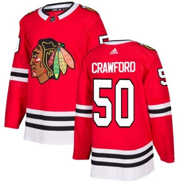Authentic Adidas Youth Corey Crawford Chicago Blackhawks Red Home Jersey - Black