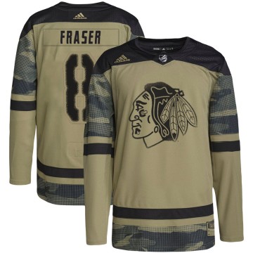 Authentic Adidas Youth Curt Fraser Chicago Blackhawks Camo Military Appreciation Practice Jersey - Black