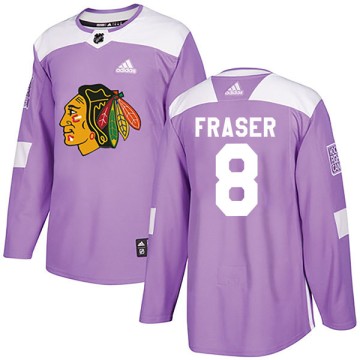 Authentic Adidas Youth Curt Fraser Chicago Blackhawks Fights Cancer Practice Jersey - Purple