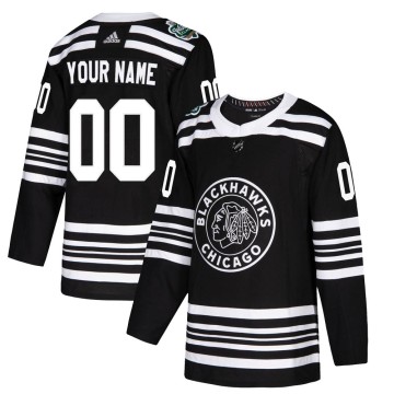 Authentic Adidas Youth Custom Chicago Blackhawks Custom 2019 Winter Classic Jersey - Black