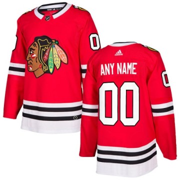 Authentic Adidas Youth Custom Chicago Blackhawks Red Home Jersey - Black