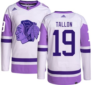 Authentic Adidas Youth Dale Tallon Chicago Blackhawks Hockey Fights Cancer Jersey - Black