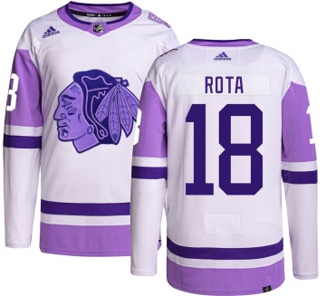 Authentic Adidas Youth Darcy Rota Chicago Blackhawks Hockey Fights Cancer Jersey - Black