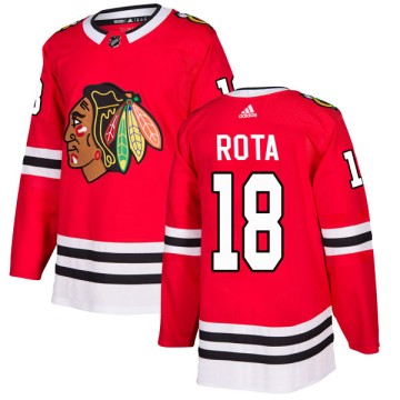 Authentic Adidas Youth Darcy Rota Chicago Blackhawks Red Home Jersey - Black