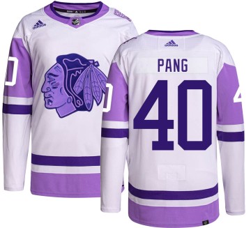 Authentic Adidas Youth Darren Pang Chicago Blackhawks Hockey Fights Cancer Jersey - Black